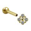 Goldenes Piercing mit vier Kristallen