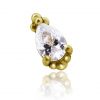 Gold piercing accessory with zirconia drop