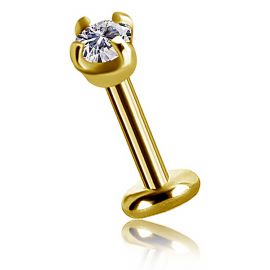 GOLD PLATED PIERCING WITHOUT THREAD WITH A CRYSTAL