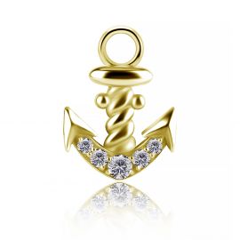 Pendentif doré avec ancre en cristal pour boucles d'oreilles circulaires