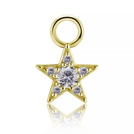 Gold-plated pendant with a star of crystals for circular piercings