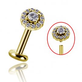 Piercing dorato con brillantini per il trago