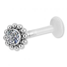 Labret with Premium crystal and ten balls around