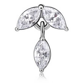 PIERCING ACCESSORY IN THE SHAPE OF CRYSTAL LEAVES