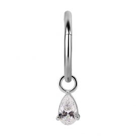 EARRING WITH SMALL DROP-SHAPED PENDANT IN WHITE PREMIUM CUBIC ZIRCONIA