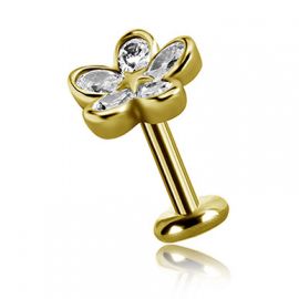 GOLD PIERCING WITH FLOWER-SHAPED JEWEL