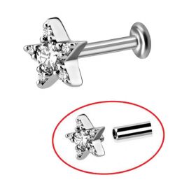 PIERCING ESTRELLA CON CRISTALES E HILO INTERNO