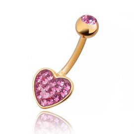 Gold steel belly button piercing with heart