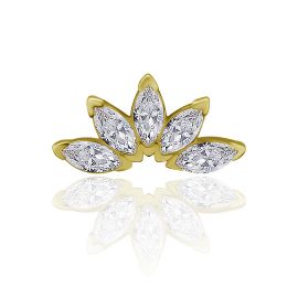 Ersatzpiercing aus Gold mit Zirkonia-Lotusblume